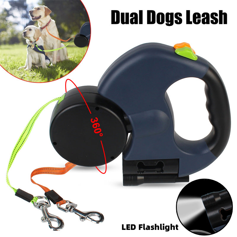 360° Tangle-Free Dual Retractable Dog Leash